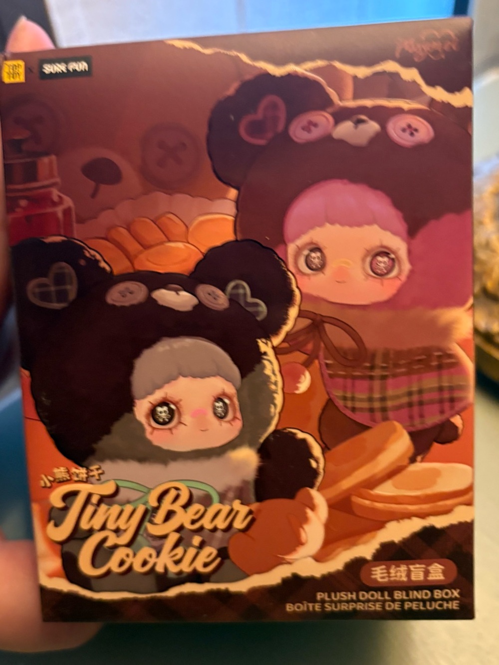 Tiny Bear Cookie Plush Doll Blind Box - Cute Brown & Pink Packaging
